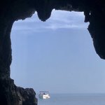 Exploring a cave as we tour the waters around Syracuse  | Photo taken by ingrid B