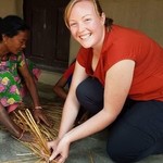 Making the rice grass seats | Photo taken by Kim S