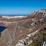 Switchbacks to Ferry Terminal with Fira in the distance | Photo taken by David B