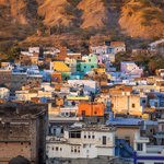 Sunset colors of the crowded homes. Bundi, pop. ~150,000 | Photo taken by Jean M