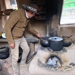Boiling the wool in the dye | Photo taken by Susan D