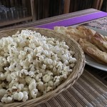 Fresh popped corn and cheese wantons. We didn't lack for food! | Photo taken by Janice H