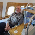 Such a long flight is a lot easier when flying in business class, and a glass of Champagne before takeoff also helps! | Photo taken by Rich W