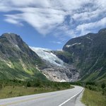 View of the glacier leaving Fjaerland | Photo taken by Michael W