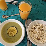 soup & popcorn (goes inside soup) | Photo taken by Jessica H