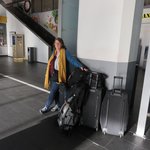 Sheryl with all our luggage | Photo taken by Mary K