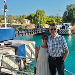 Ruth and Tom at the Corinth Canal Bridge | Photo taken by Tom B