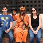 Sitting with saddhus in Kathmandu | Photo taken by Kim C