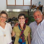 Ruth and our Hosts - Delfinaki Restaurant (Lionas) | Photo taken by Tom B