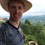 Brian tries canelazo (sugar water with spices and rum) | Photo taken by Sophie E