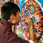 Student artist working on a mandala  | Photo taken by Lynne N
