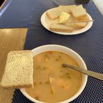 Delicious hot soup served on board | Photo taken by Robin W