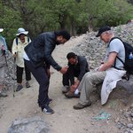 Shoe repair on the trail | Photo taken by Maura S