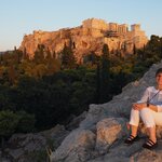 Ruth and the Acropolis from Areopagus Hill | Photo taken by Tom B