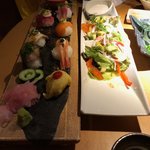 Amazing sushi and horsemen! | Photo taken by Naomi B