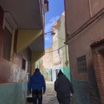 Walking with the teacher in Moulay Idriss | Photo taken by Rose A