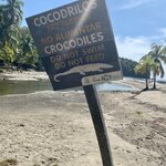 Crocodile warning sign at Playa Carrillo | Photo taken by Anita L