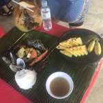 Amazing lunch during excursion.  No cutlery.  Best way to eat.  With your hands.   | Photo taken by Segal A