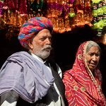 Married Hindu coupe in the market place, Bundi. | Photo taken by Jean M