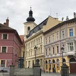 Sibiu and our hotel in the corner  | Photo taken by Anne L