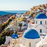 The blue domes of Oia's Anastasi Church | Photo taken by David B