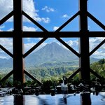 Volcano view from bar | Photo taken by Charles J