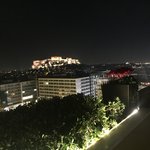 Night view of the Parthenon from the King George rooftop restaurant | Photo taken by Vickie B