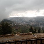 Looking out at the view from Ajloun Castle and then the cloud just rolled across and obscured it! | Photo taken by Linley V