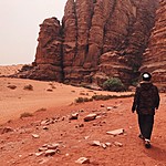 My guide Hussain leading me to Khazali Canyon in Wadi Rum | Photo taken by Jennifer K