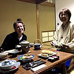 Sharing a laugh about our Japanese skills during bfast | Photo taken by Joost S