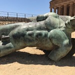 The modern statue next to the most complete Greek temple, Agrigento | Photo taken by Molly B