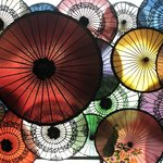 Beautiful umbrella display ay Yangon International | Photo taken by Gregory R