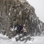 Reynisdrangar columns in blizzard, white out conditions | Photo taken by Grace L