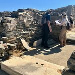 Delos Archeological Site; Tom and Marilena Examining the Stucco-Fresco Remains | Photo taken by Tom B