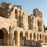 Front of the line at the entrance to the Odeon of Herodes Theatre | Photo taken by David B