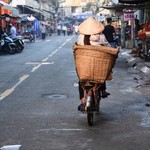 lady on the street, working | Photo taken by Amy J