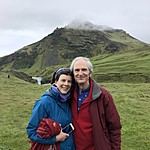 Susan and Dick - cliffs above Skogafoss | Photo taken by Elizabeth R