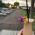 Papaya con leche by the pool at Hotel Nimmbú | Photo taken by Anita L