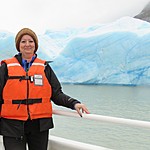 Kristin in front of Grey Glacier | Photo taken by Kristin M