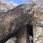 On our last day in the Cycladic island of Naxos, we decided to climb Mt. Zeus the tallest mountain of the Cyclades at 3,000 feet above sea level.  We started out in the early morning and after a few wrong turns, we found the hiking starting point at the end of a long windy and narrow mountain path.  A bit scary in and of itself because we decided we better park the car facing down the mountain in case we became parked in upon our return.  With Mick's careful navigation, we accomplished it and set off! We hiked up the mountains along a somewhat marked rocky path to the cave of Zeus, where myth says Zeus hid out from his father Cronus. | Photo taken by Kris M