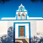 Monasteries dot the landscape in white and blue | Photo taken by David B