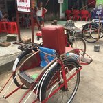 Getting around.  Motorbikes only written by police in Yangon coy  | Photo taken by Rachael W
