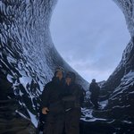 Black ice cave. Made of ice layers under and over tephra and ash.  | Photo taken by John P