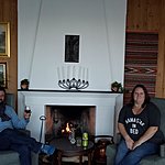 Enjoying some wine by the fire  | Photo taken by Mark M