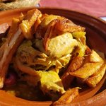 Traditional Moroccan cooking from a clay pot | Photo taken by jaclyn m