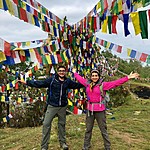 Day 4: trekking from Namobhuddha to Panauti.  So many colourful flags reminding you of the strong Bhuddist community.  | Photo taken by Vidushi G