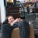  Why be uncomfortable in an airport? | Photo taken by Sheila R