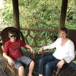 Taking a break from humidity in leather rocking chairs | Photo taken by Joseph F