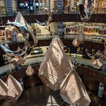 We flew from Tel Aviv to Amman and then on to Dubai, UAE.  While the fasting during Ramadan is to remind practicing Muslims to sacrifice to give to those less fortunate than they, the evening iftar (breaking of the fast) is quite festive, with homes and businesses decorated with lights and ornaments. Of course, Dubai does everything to excess, so the Ramadan decorations in the Dubai Mall are enormous and are hung in all of the mall's many rotundas. - Dubai, United Arab Emirates | Photo taken by Rich W