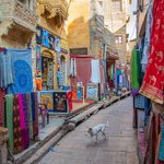 Street Scene in Market area of this Jain Temple Area within the fort of the 8th Guru of the Jain Religion | Photo taken by Jean M
